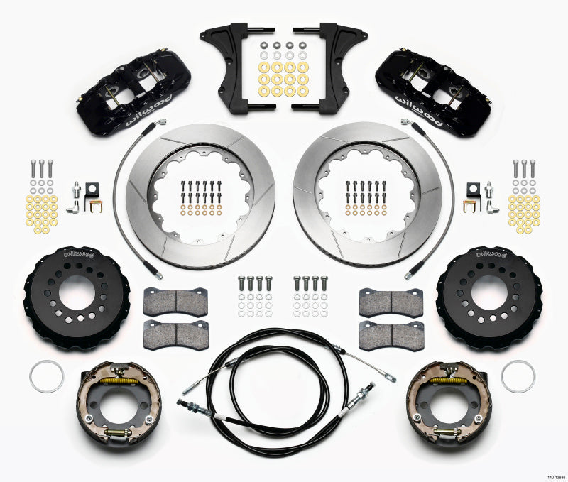 Wilwood 2005-2014 Ford Mustang Aero4 Rear Big Brake Kit (14in) for BMR Suspension - Black / Slotted