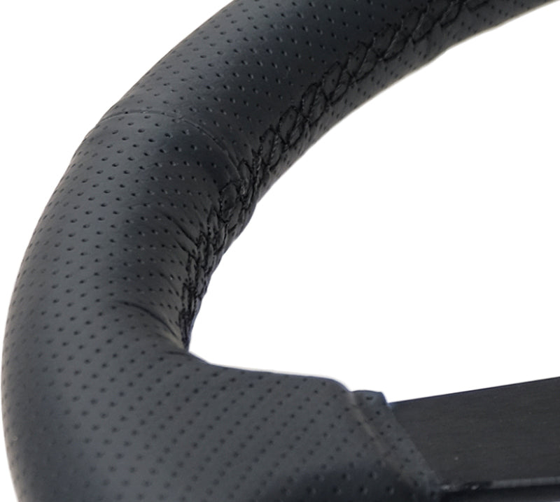 NRG Sport Steering Wheel (350mm / 1.5in Deep) Black Leather Black Stitch w/ Matte Black Solid Spokes (RST-037MB-PR) - photo 4