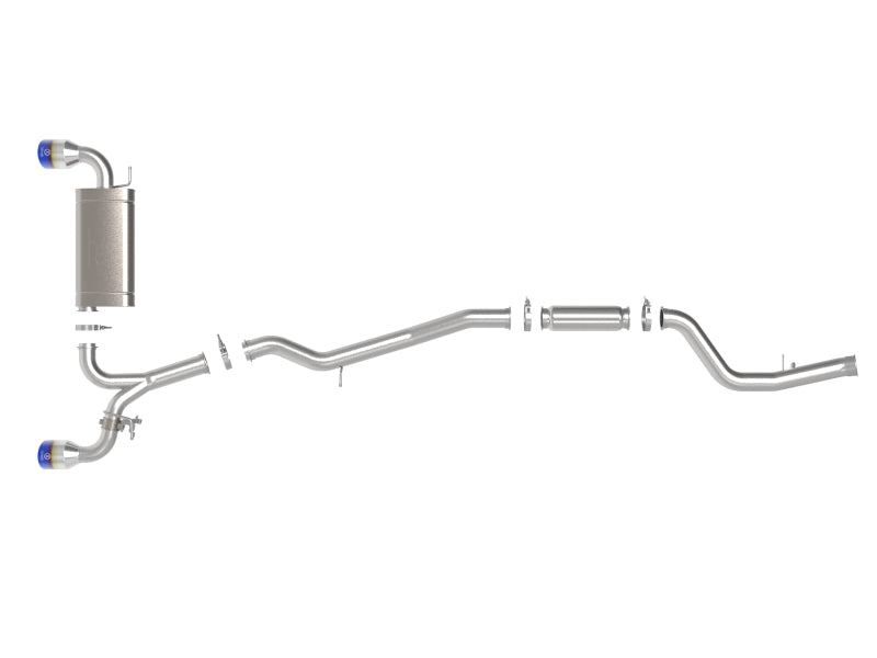 aFe POWER Takeda 2021 Toyota Supra 2.0L 2.5in-3in 304 Stainless Steel Cat-Back Exhaust with Blue Tips - photo 4