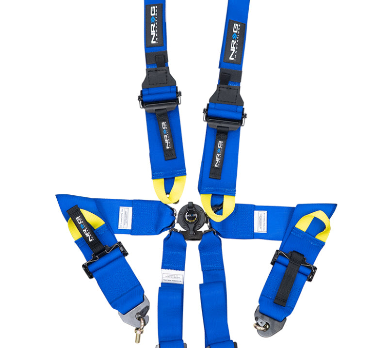 NRG FIA 6-Point 2in. Shoulder Belt for HANS Device/ Rotary Cam Lock Buckle/ 3in. Waist Belt - Blue (SBH-HRS6PCBL)
