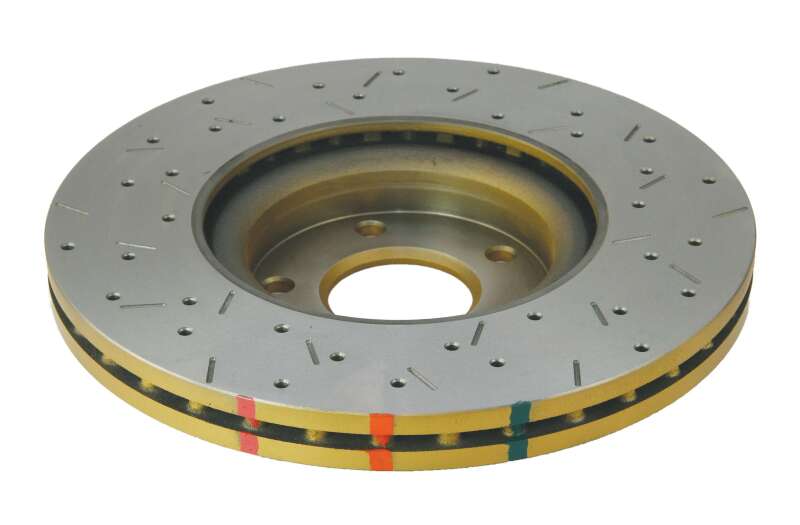 DBA Nissan 350Z (Z33) 4000 Series XS Drilled & Slotted Front Brake Rotor, Gold Hat (DBA42308XS)