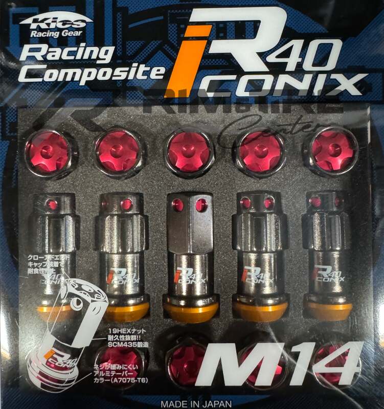 Project Kics R40 Iconix 14x1.50 Classical Lock & Lug Nuts 16+4 (Red Cap) (WRIA14CR)