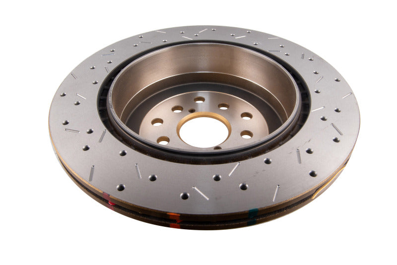 DBA Subaru Impreza WRX STI (GD) 4000 Series XS Drilled & Slotted Rear Brake Rotor, Gold Hat (DBA4655XS-10)