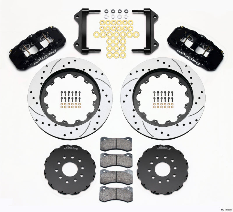 Wilwood 1997-2013 Chevrolet Corvette C5/C6 Aero6 Front Big Brake Kit (15in) - Black / Drilled & Slotted