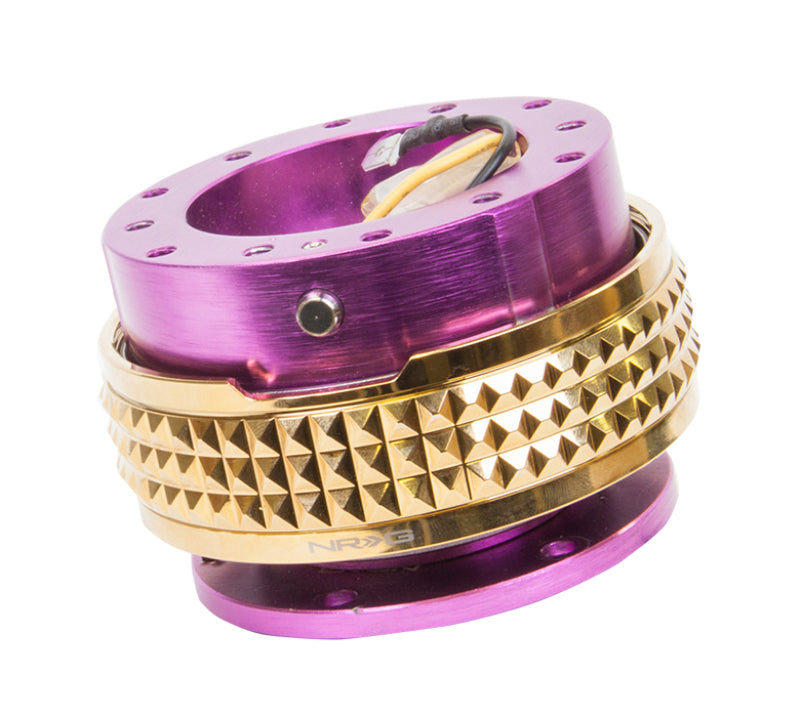 NRG Quick Release Kit - Pyramid Edition - Purple Body / Chrome Gold Pyramid Ring (SRK-210PP/CG)