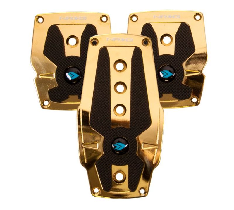 NRG Aluminum Sport Pedal M/T - Chrome Gold w/ Black Rubber Inserts