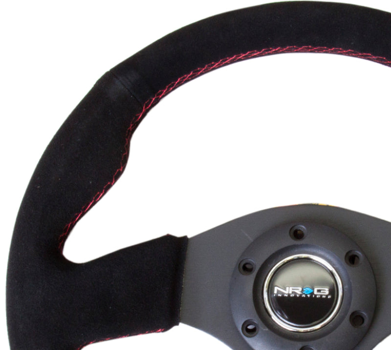 NRG Reinforced Steering Wheel (320mm) Suede w/ Red Stitch (RST-012S-RS) - photo 2