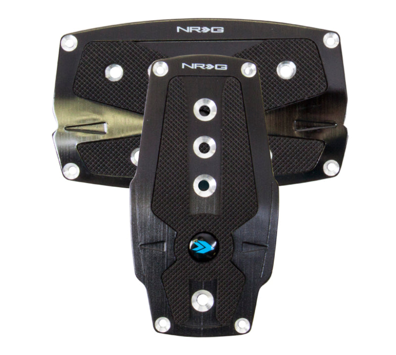 NRG Brushed Aluminum Sport Pedal A/T - Black w/ Black Rubber Inserts (PDL-250BK)