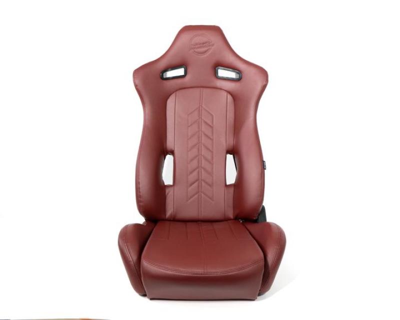 NRG Reclinable Sport Seats (Pair) The Arrow Maroon Vinyl w/ Pressed NRG logo w/ Maroon Stitch (RSC-810MAR L/R) - photo 4