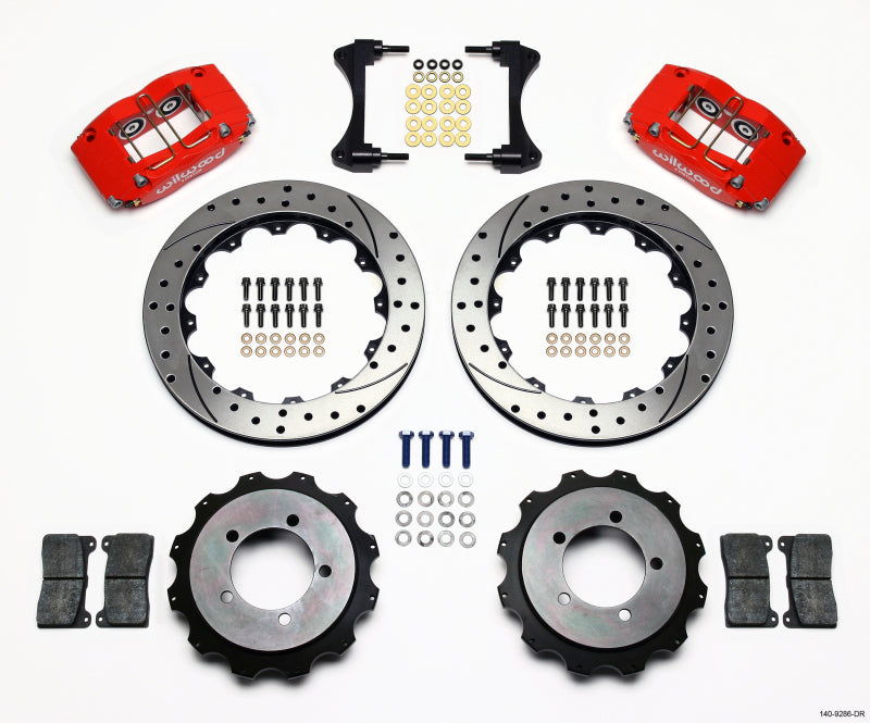 Wilwood Mitsubishi Lancer Evolution VIII Dynapro Radial Rear Big Brake Kit (12.88in) - Red / Drilled & Slotted