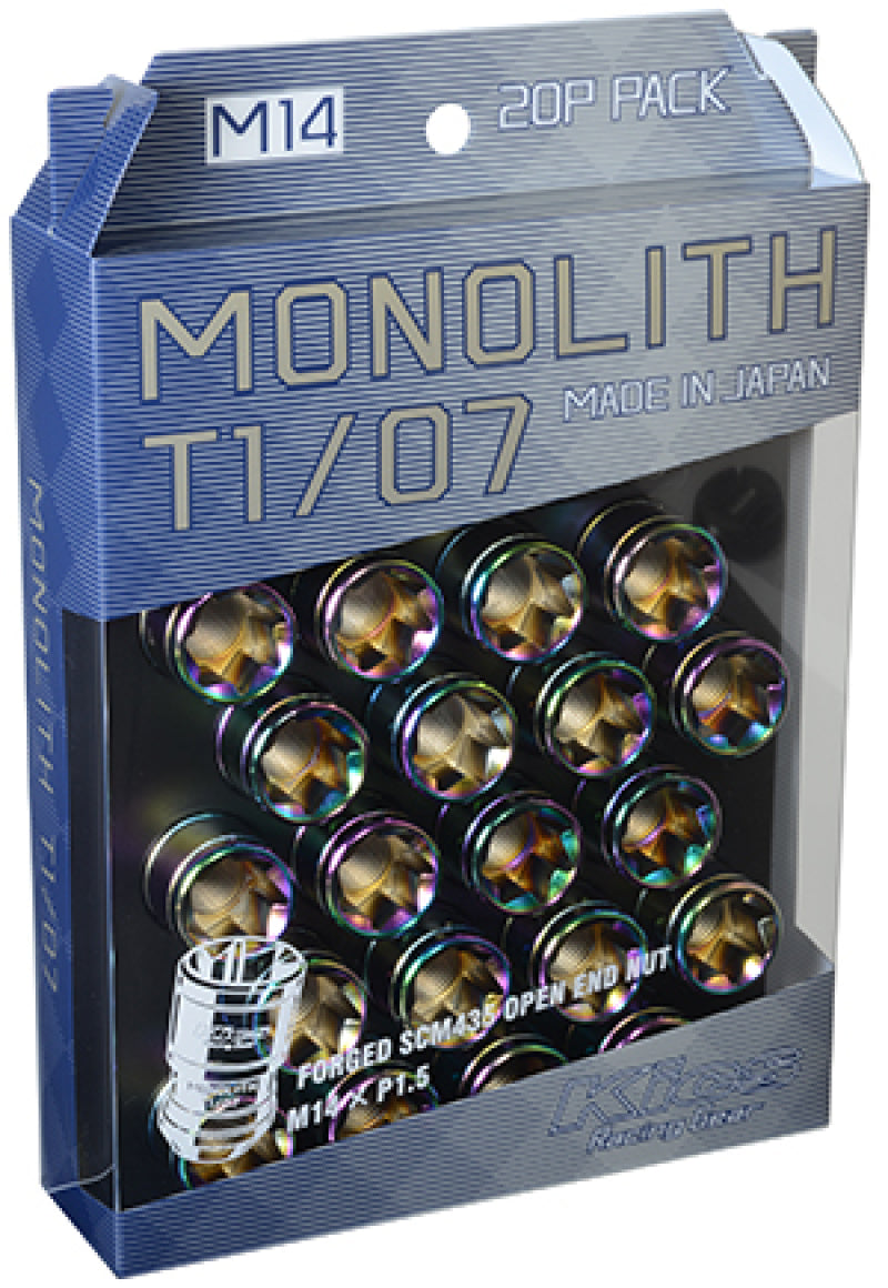 Project Kics 14x1.50 Neochrome T1/07 Monolith Lug Nuts - 20 Pcs (WMN04N)