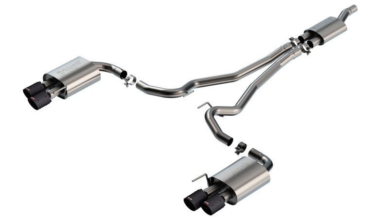 Borla 2024 Ford Mustang 2.3L Ecoboost S-Type Cat-Back Exhaust CF BA with Quad Tips - Non-Active