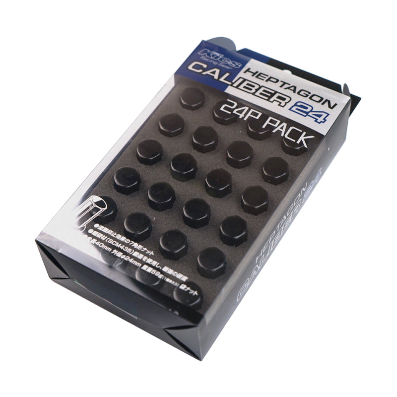 Project Kics 12x1.50 Caliber 24 6H Lug Nut Set (24 pcs) - Black (KHPC01K24)