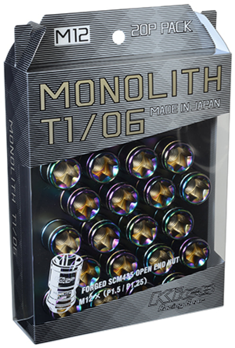 Project Kics 12x1.50 Neochrome T1/06 Monolith Lug Nuts - 20 Pcs (WMN01N)