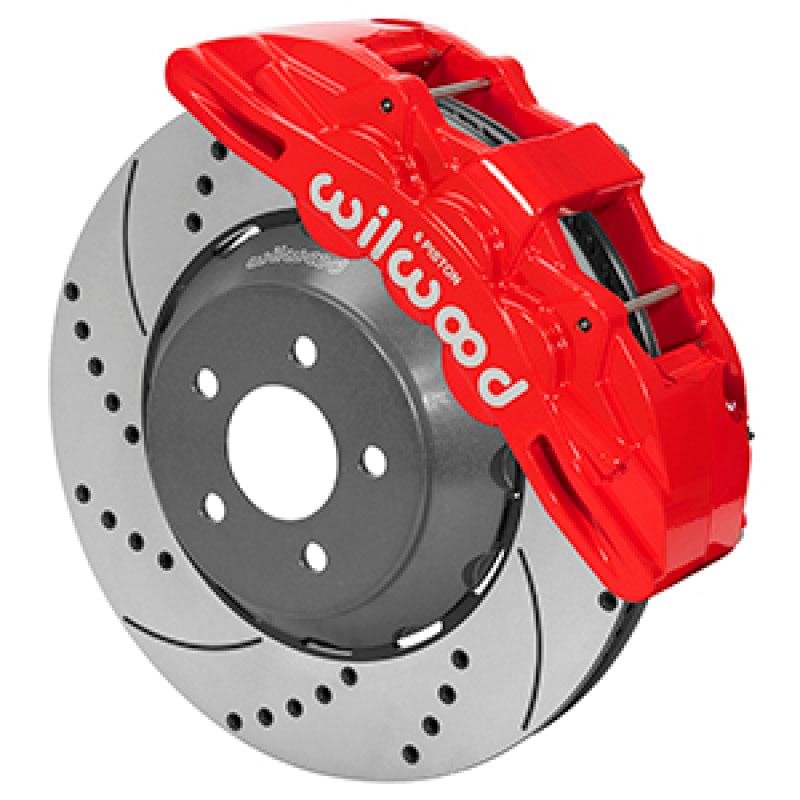 Wilwood 2015-2023 Ford Mustang SX6R Front Big Brake Kit (14in) - Red / Drilled & Slotted