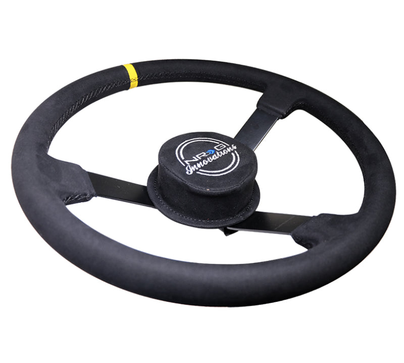 NRG Reinforced Steering Wheel (380mm) Nascar/ Alcantara 3 Spoke w/ NRG Logo/ Removable Crushed Pad (RST-380MB-A) - photo 3