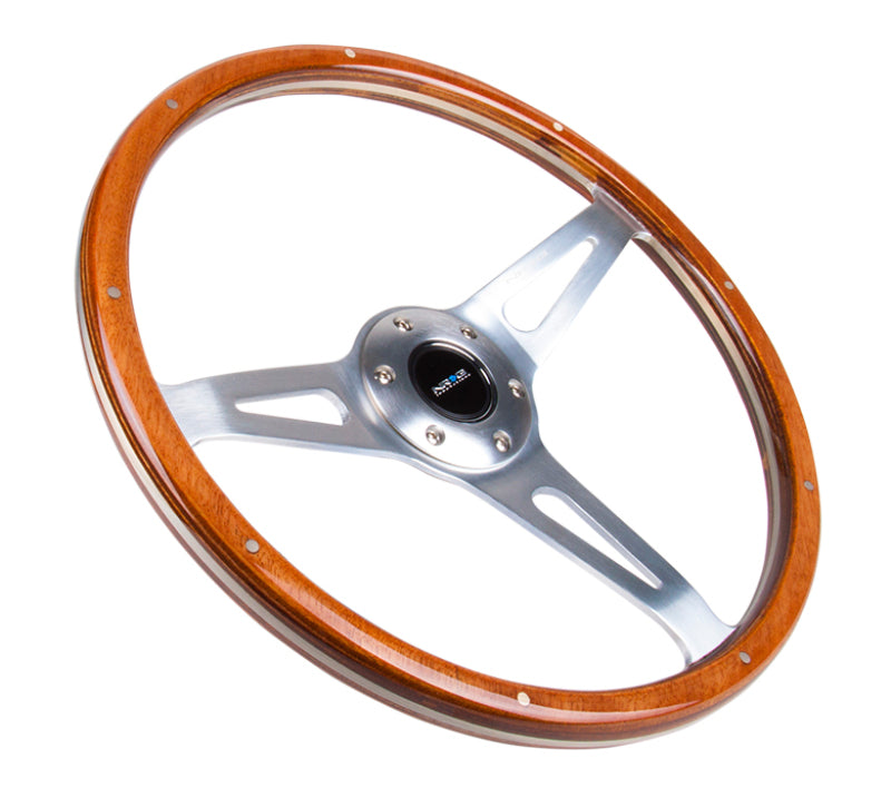 NRG Classic Wood Grain Steering Wheel (365mm) Wood w/ Metal Accents & Polished Aluminum. 3-Spoke Center (ST-065) - photo 2