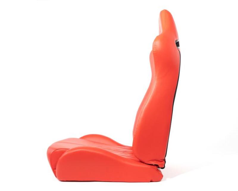 NRG Reclinable Sport Seats (Pair) The Arrow Red Vinyl w/ Pressed NRG Logo w/ Red Stitch (RSC-810RD L/R) - photo 2