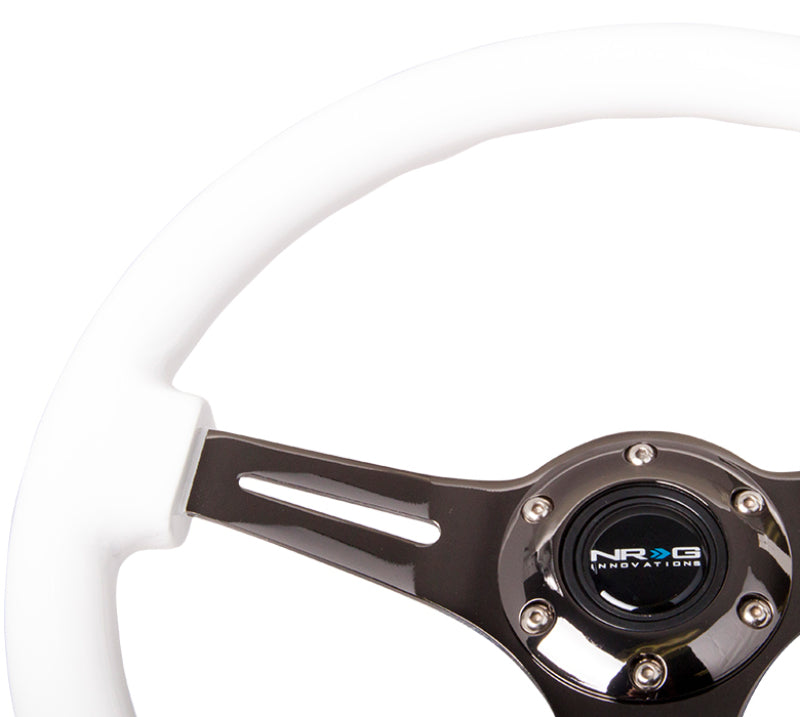 NRG Classic Wood Grain Steering Wheel (350mm) White Paint Grip w/ Black 3-Spoke Center (ST-015BK-WT) - photo 3