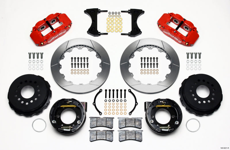 Wilwood 2005-2014 Ford Mustang Forged Narrow Superlite 4R Rear Big Brake Kit with Parking Brake (12.88in) - Red / Slotted