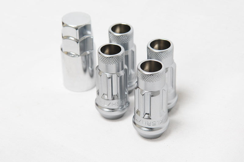 Muteki SR48 Open End Locking Lug Nut Set of 4 - Satin Silver 12x1.50 48mm (32902SS)