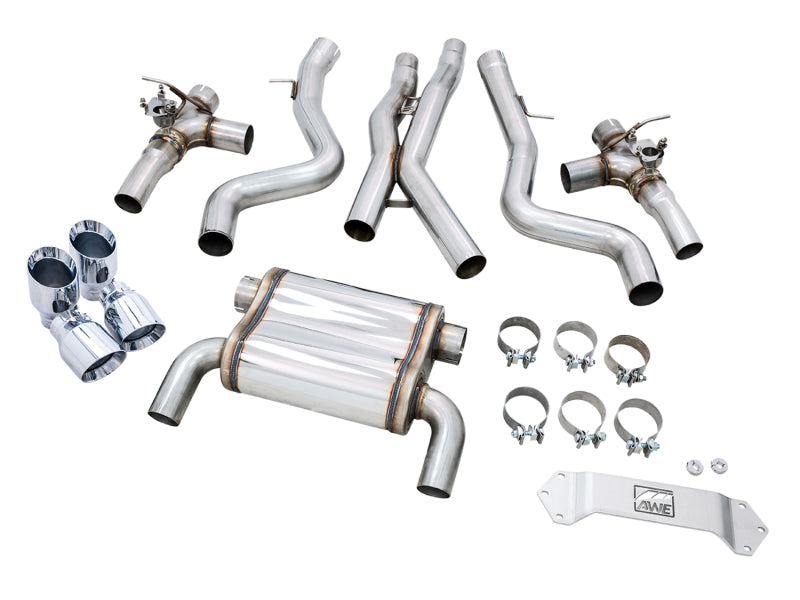 AWE Tuning BMW F8X M3/M4 SwitchPath Cat-Back Exhaust - Chrome Silver Tips - photo 6
