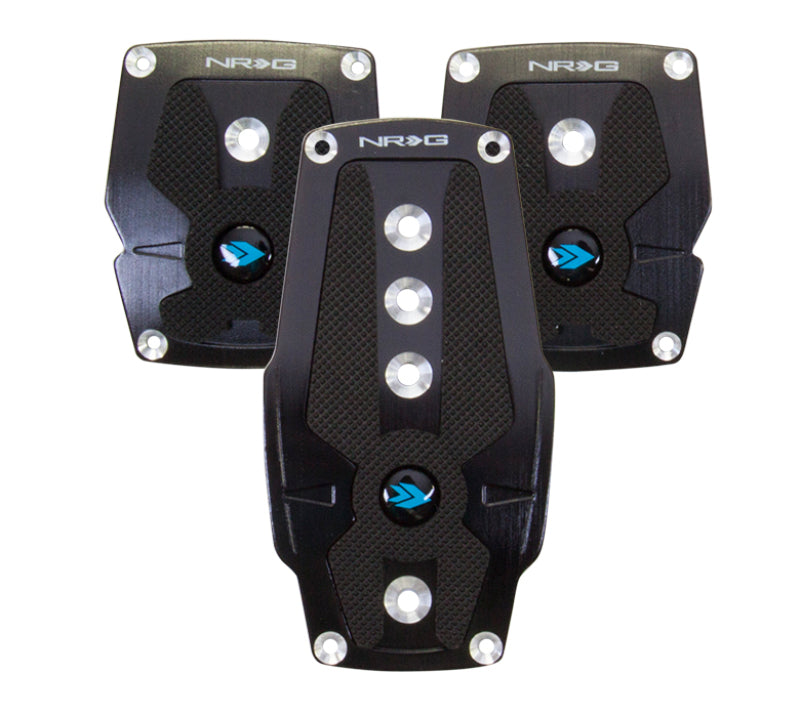NRG Brushed Aluminum Sport Pedal M/T - Black w/ Black Rubber Inserts