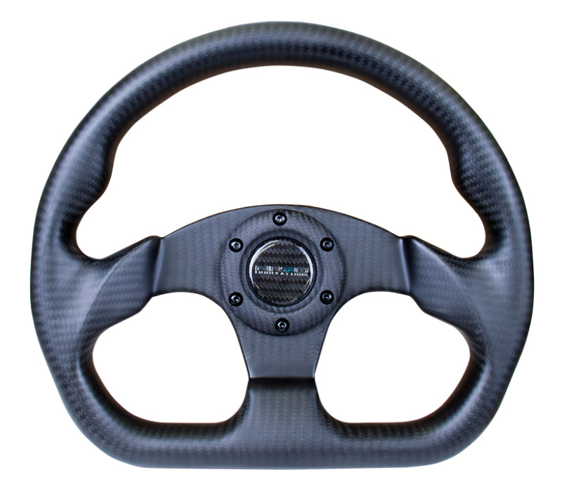 NRG Carbon Fiber Steering Wheel (320mm) Flat Bottom Matte Black Carbon (ST-009CF/MB)