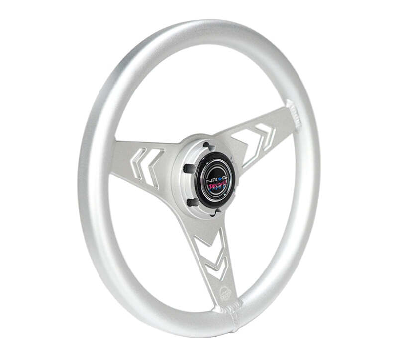 NRG Aluminum Steering Wheel 330mm - Arow Cutout - Ergonomic Grip - Anadized Silver (RST-070-SL) - photo 2