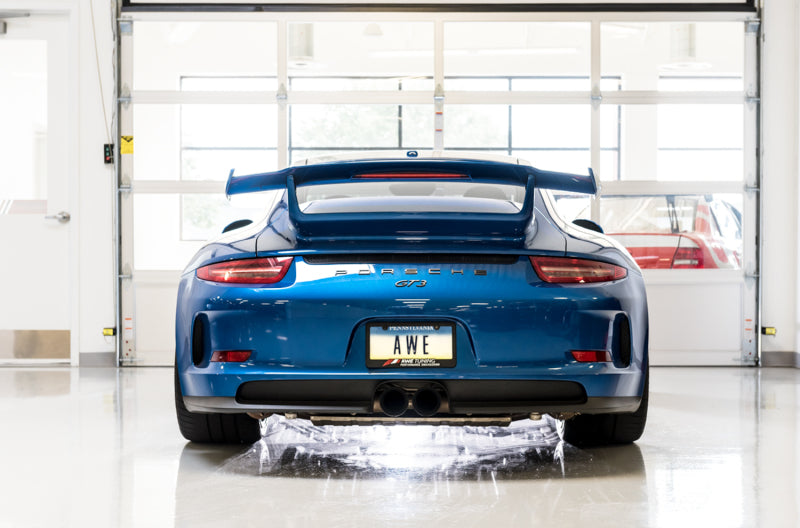 AWE Tuning Porsche 991 GT3 / RS Center Muffler Delete - Diamond Black Tips - photo 4