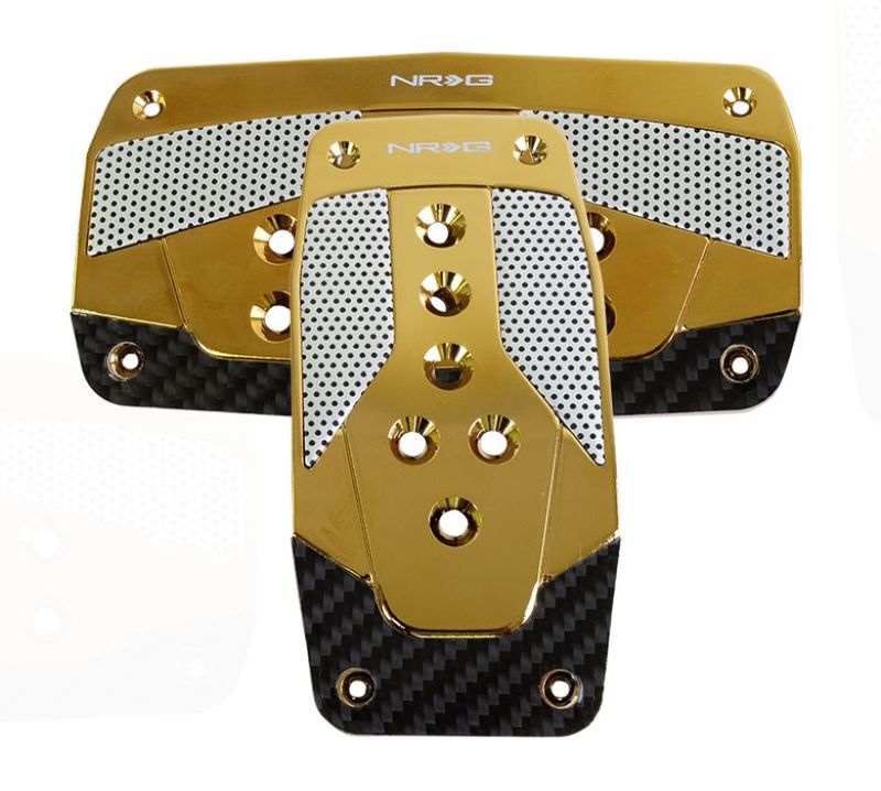 NRG Aluminum Sport Pedal A/T - Red w/ Chrome Gold Carbon