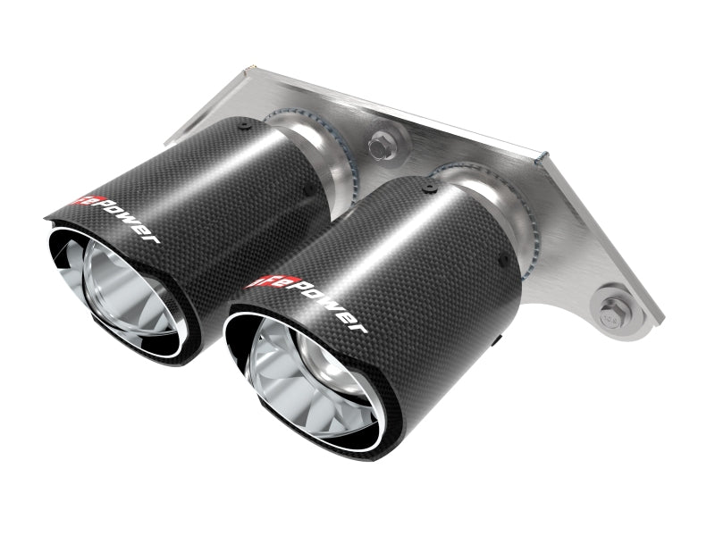 aFe Power MACH Force-Xp 4in 304 Stainless Steel Bolt-On Exhaust Tips Carbon Fiber 2014-2019 Porsche 911 GT3 3.8L/4.0L - photo 2