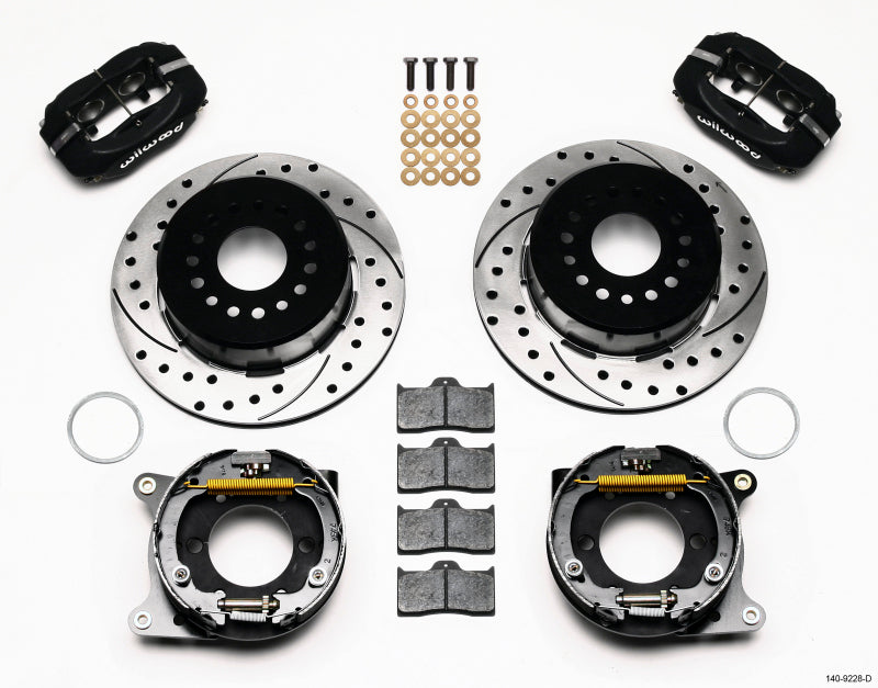 Wilwood 2005-2014 Ford Mustang Forged Dynalite Rear Big Brake Kit with Parking Brake (12.19in) - Black / Drilled & Slotted