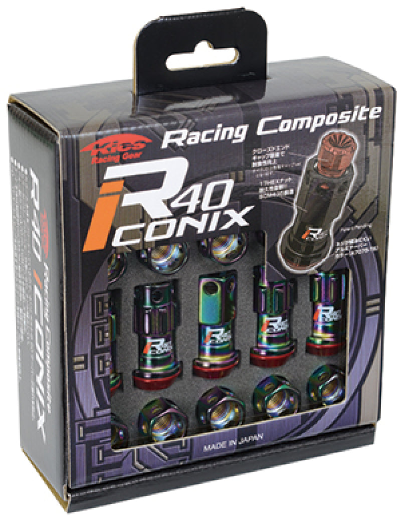 Project Kics 20 Pcs (No Locks) Neochrome R40 Iconix w/ Plastic Cap (Black) - 12x1.25 (WRIF03NK)