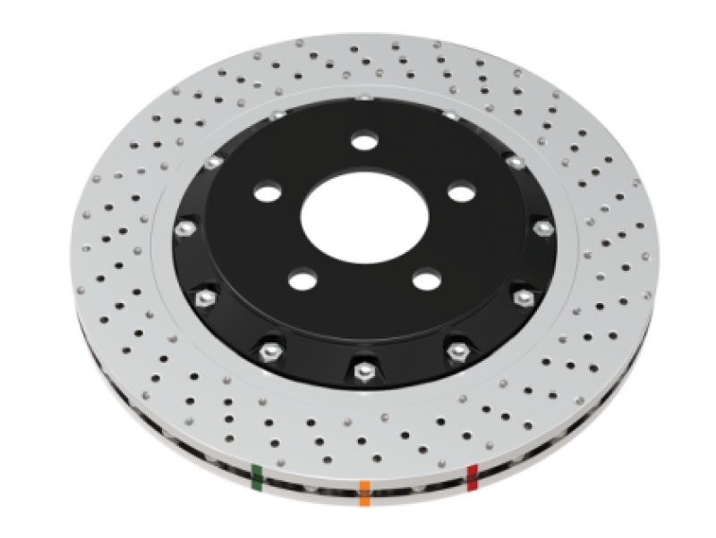 DBA Honda Civic Type R (FK8) 5000 Series XD Drilled & Dimpled 2-Piece Front Brake Rotor, Black Hat (DBA53700BLKXD)