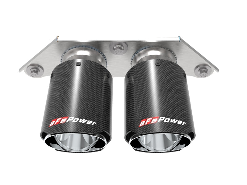 aFe Power MACH Force-Xp 4in 304 Stainless Steel Bolt-On Exhaust Tips Carbon Fiber 2014-2019 Porsche 911 GT3 3.8L/4.0L - photo 3