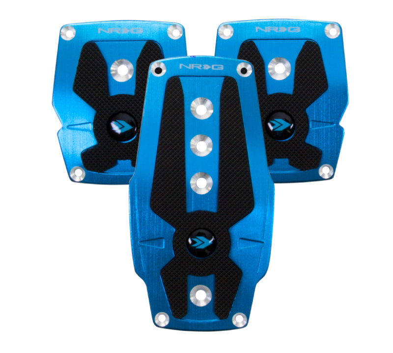 NRG Brushed Aluminum Sport Pedal M/T - Blue w/ Black Rubber Inserts (PDL-200BL) - photo 2