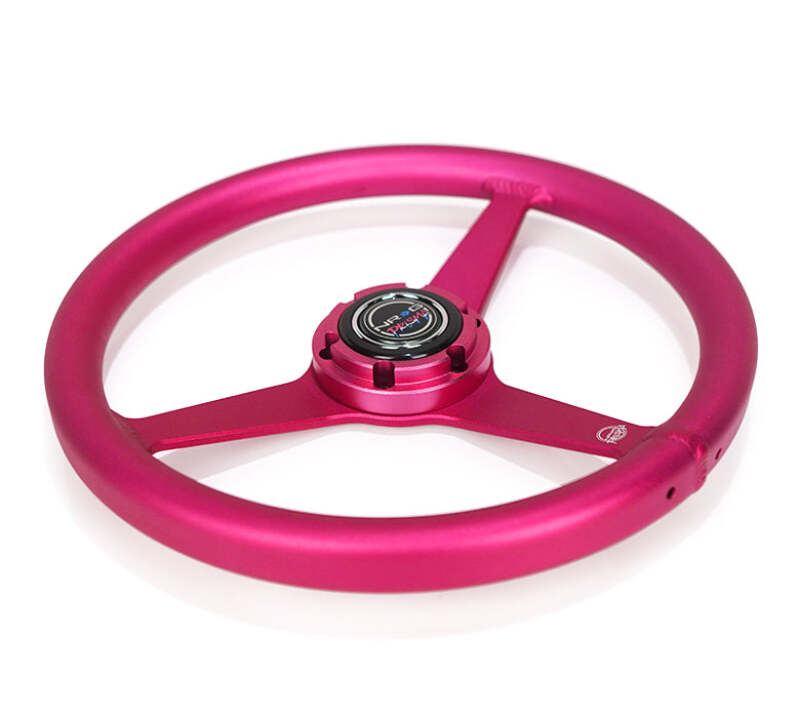 NRG Aluminum Steering Wheel 330mm - Heritage Solid Spoke - Ergonomic Grip - Anadized Pink (RST-071-PK) - photo 3