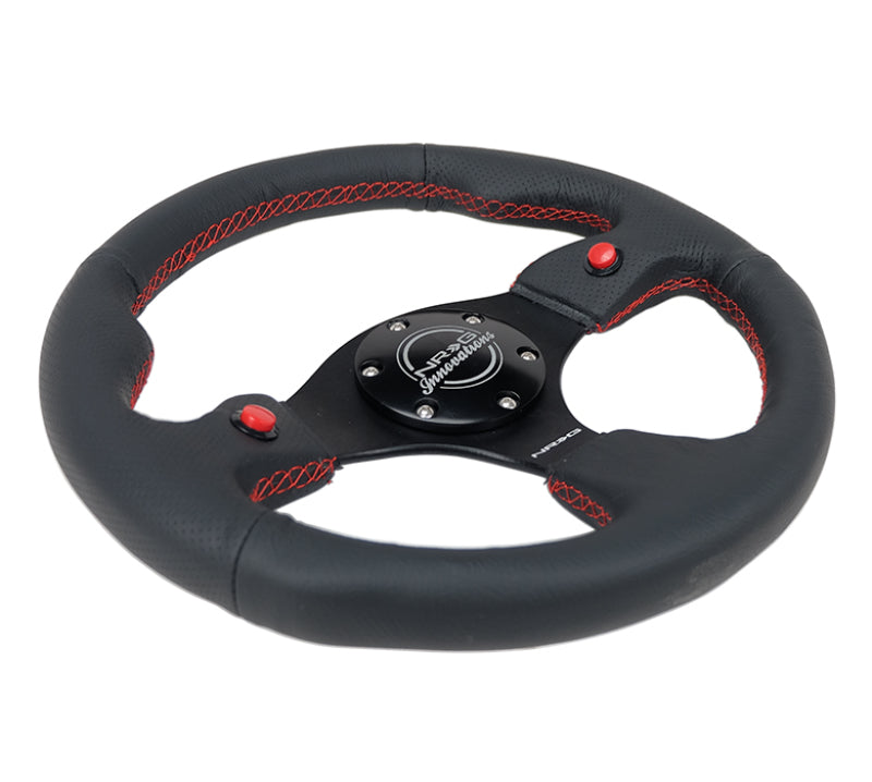 NRG Reinforced Steering Wheel (320mm) Black Leather w/ Dual Buttons (RST-007R) - photo 5
