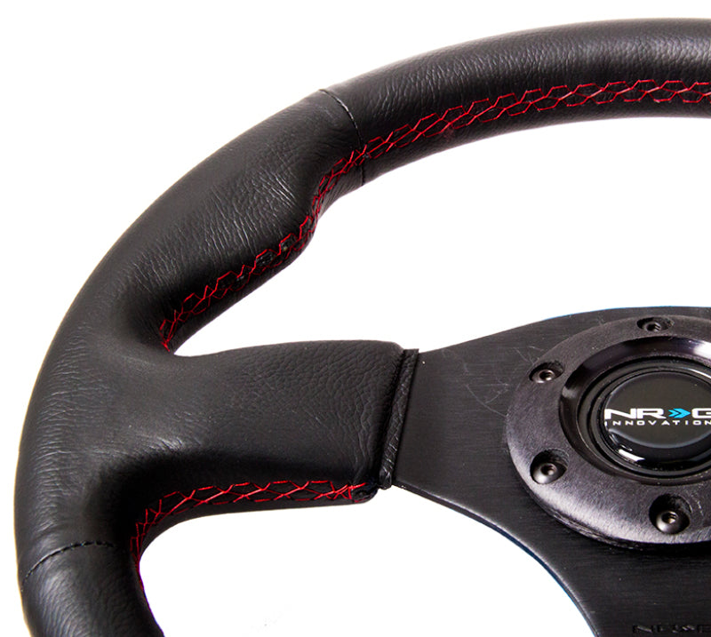 NRG Reinforced Steering Wheel (320mm) Leather w/ Red Stitch (RST-012R-RS) - photo 3