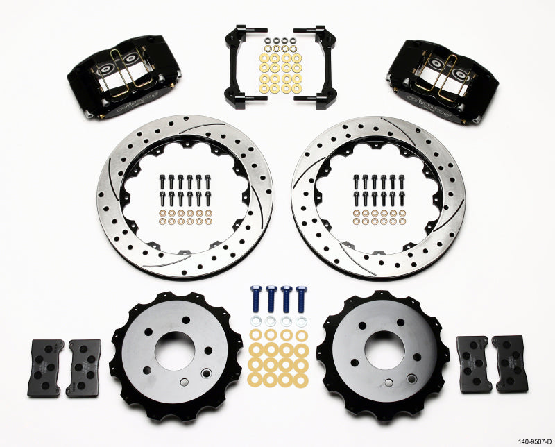 Wilwood 2003-2009 Nissan 350Z / Infiniti G35 Dynapro Radial Rear Big Brake Kit (12.88in) - Black / Drilled & Slotted