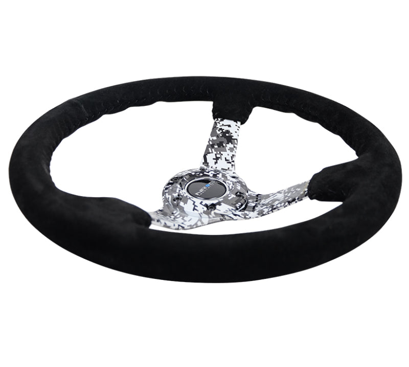 NRG Reinforced Steering Wheel (350mm / 3in. Deep) Black Suede w/ Hydrodipped Digi-Camo Spokes (RST-036DC-S) - photo 5
