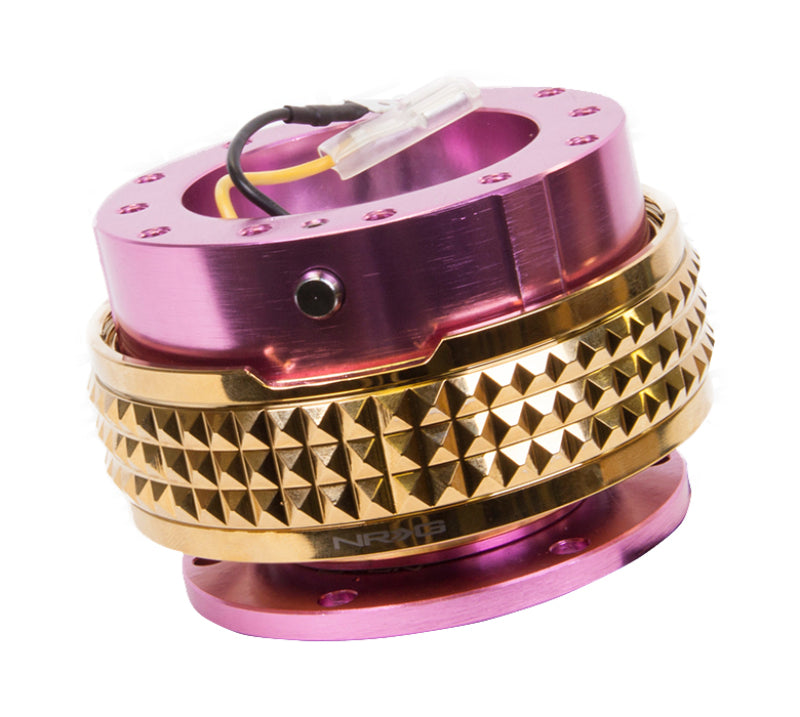 NRG Quick Release Kit - Pyramid Edition - Pink Body / Chrome Gold Pyramid Ring (SRK-210PK/CG)