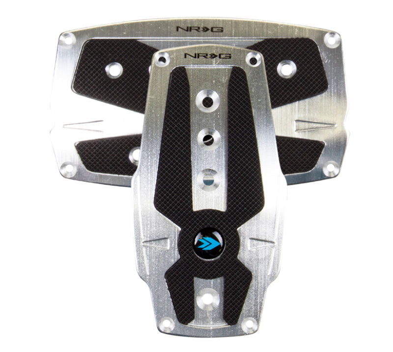 NRG Brushed Aluminum Sport Pedal A/T - Silver w/ Black Rubber Inserts (PDL-250SL)