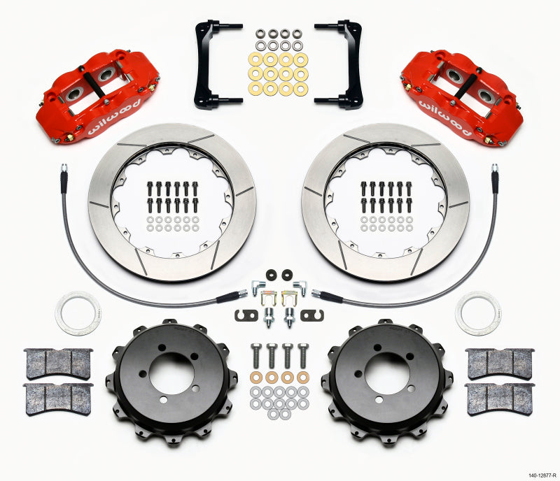 Wilwood 2008-2012 Subaru WRX Forged Narrow Superlite 4R Rear Big Brake Kit (12.88in) - Red / Slotted