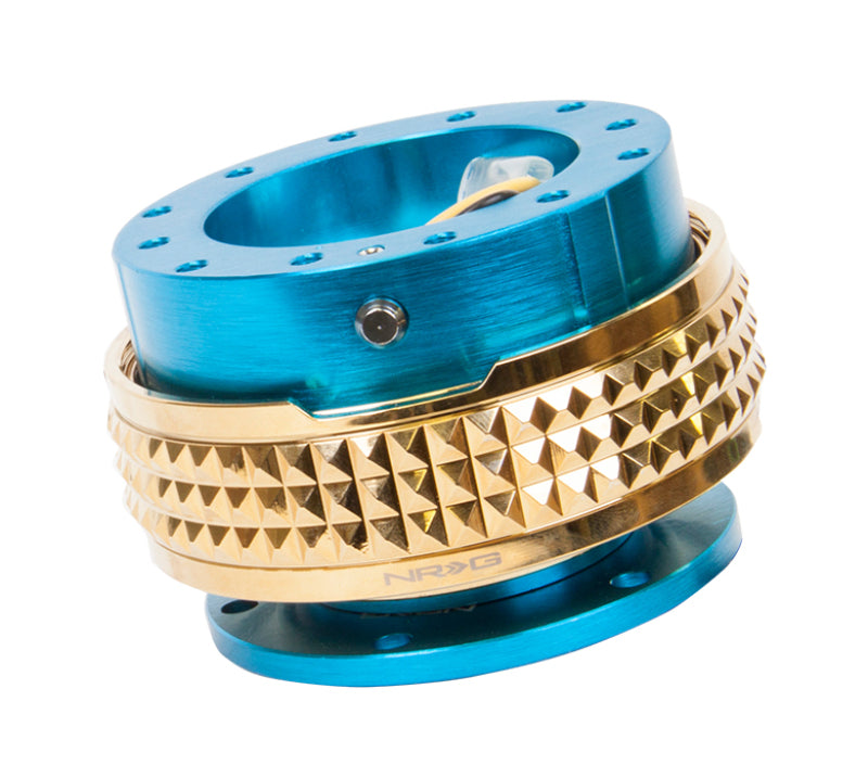 NRG Quick Release Kit - Pyramid Edition - New Blue Body / Chrome Gold Pyramid Ring (SRK-210NB/CG)