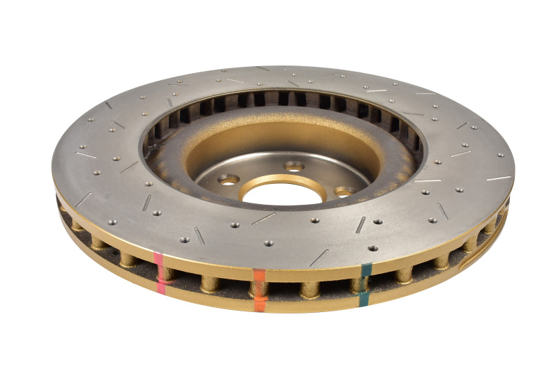 DBA Ford Mustang (S550) 4000 Series XS Drilled & Slotted Front Brake Rotor, Gold Hat (DBA42166XS)