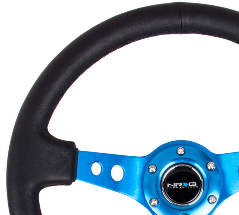 NRG Reinforced Steering Wheel (350mm/3in. Deep) White Leather w/ Black Spoke/Round Holes/White Stripes (RST-006BK-WT-B) - photo 2