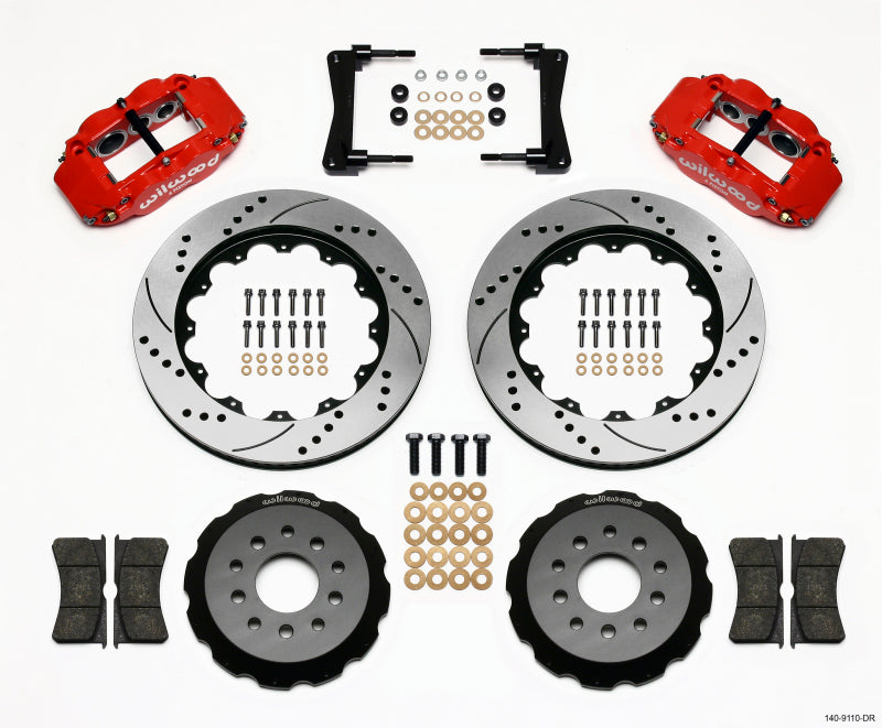 Wilwood 2005-2014 Ford Mustang Forged Narrow Superlite 6R Front Big Brake Kit (14in) - Red / Drilled & Slotted