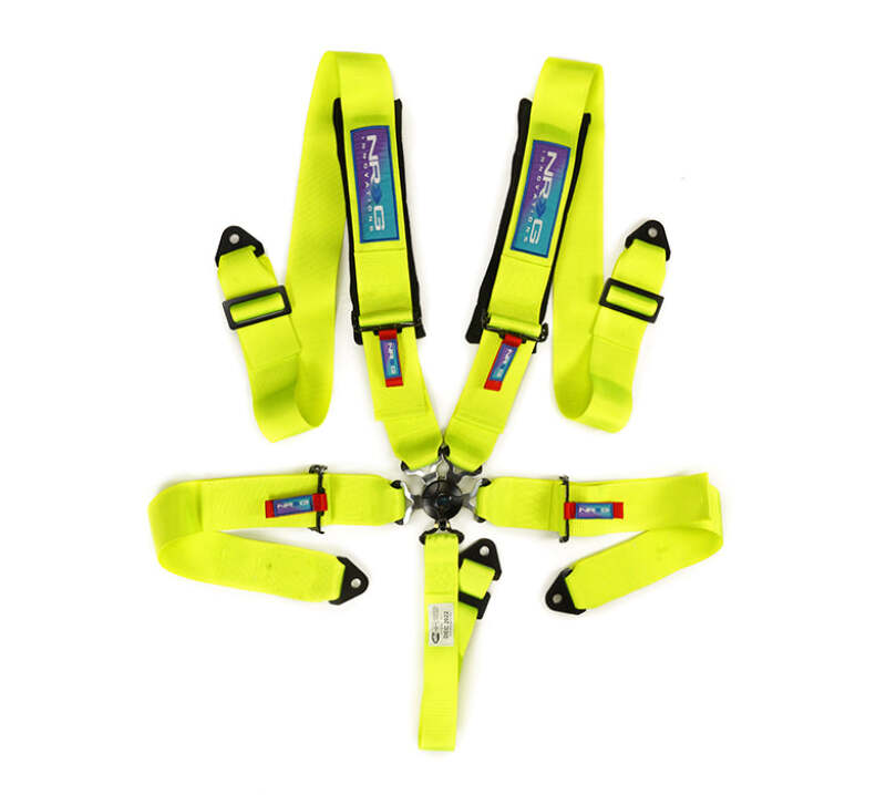 NRG SFI 16.1 5-Point 3 Inch Seat Belt Harness with Pads / Cam Lock - Neon Green (SBH-B6PCNG)